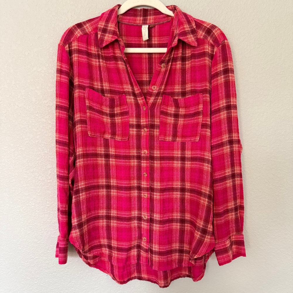 Anthropologie Pilcro Pink Plaid  S Soft Boho Grunge Western Girl Ranch Prairie